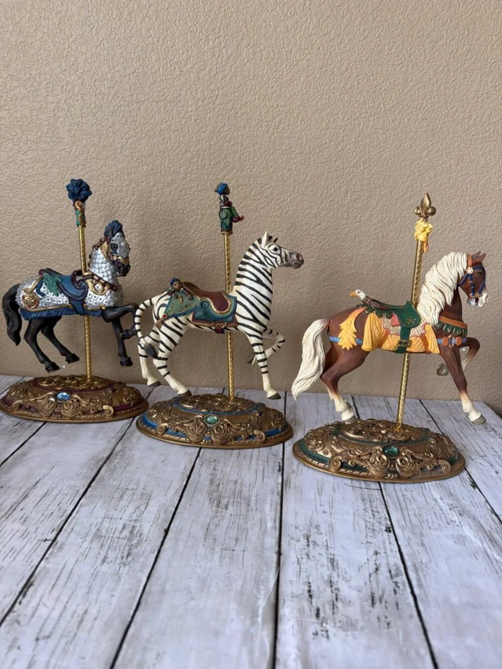 Set of 3 Willitts Carousel Classics Ann Dezendorf Ltd Ed Horse Zebra Eagle Back - Picture 3 of 16